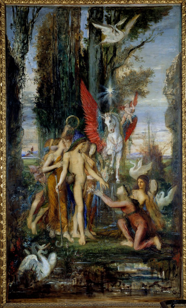 Řecký básník Hésiodés (8. stol. př. n. l.) a múzy Malba Gustava Moreaua (1826-1898) 19. století, 263 x 155 cm Paříž, Musee Gustava Moreaua od Gustave Moreau