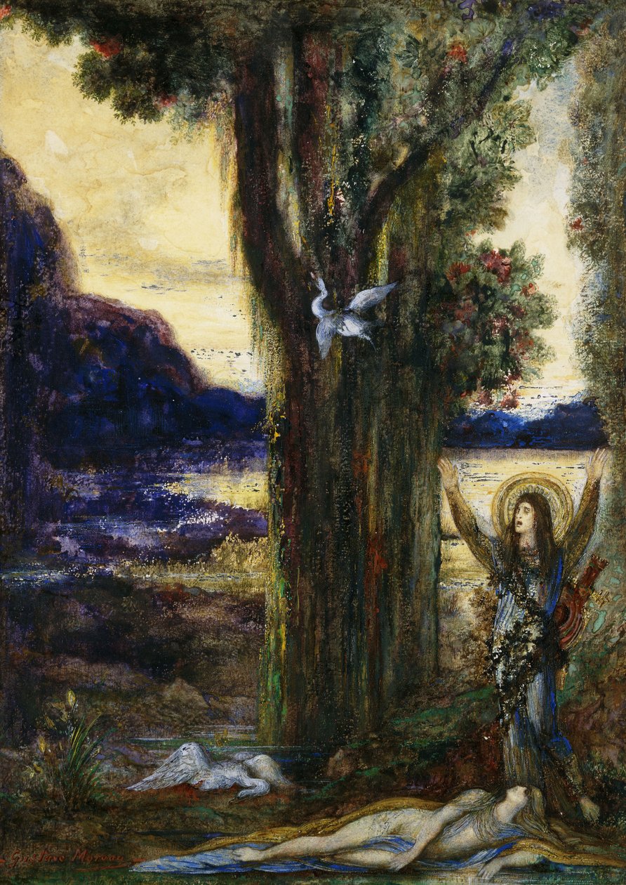 Orfeovy slzy; La Douleur d"Orphee, kolem roku 1887 od Gustave Moreau