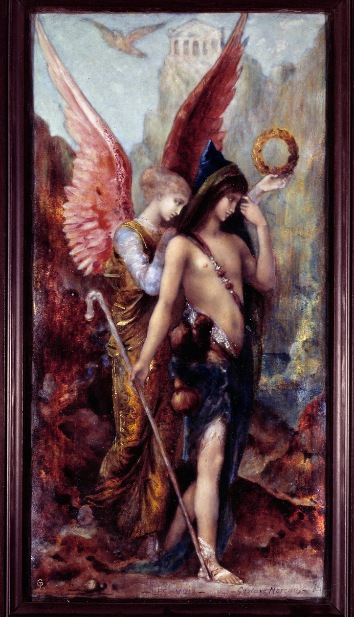Obraz Hlasy od Gustava Moreaua (1826-1898) Před rokem 1889. Paříž, Arts Decoratifs - Hlasy. Obraz Gustava Moreaua (1826-1898) před rokem 1889. Dekorativní umění, Paříž od Gustave Moreau