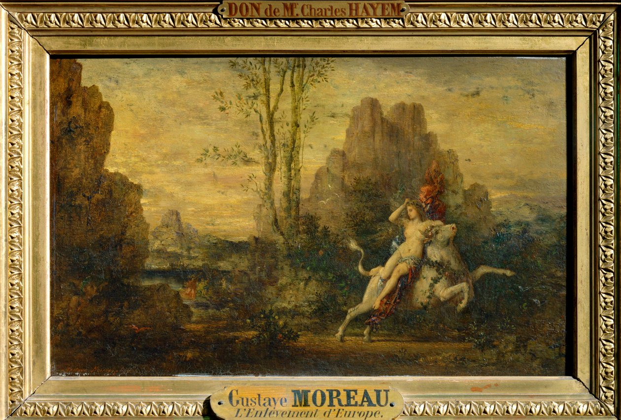 Znásilnění Evropy (malba na dřevě) od Gustave Moreau