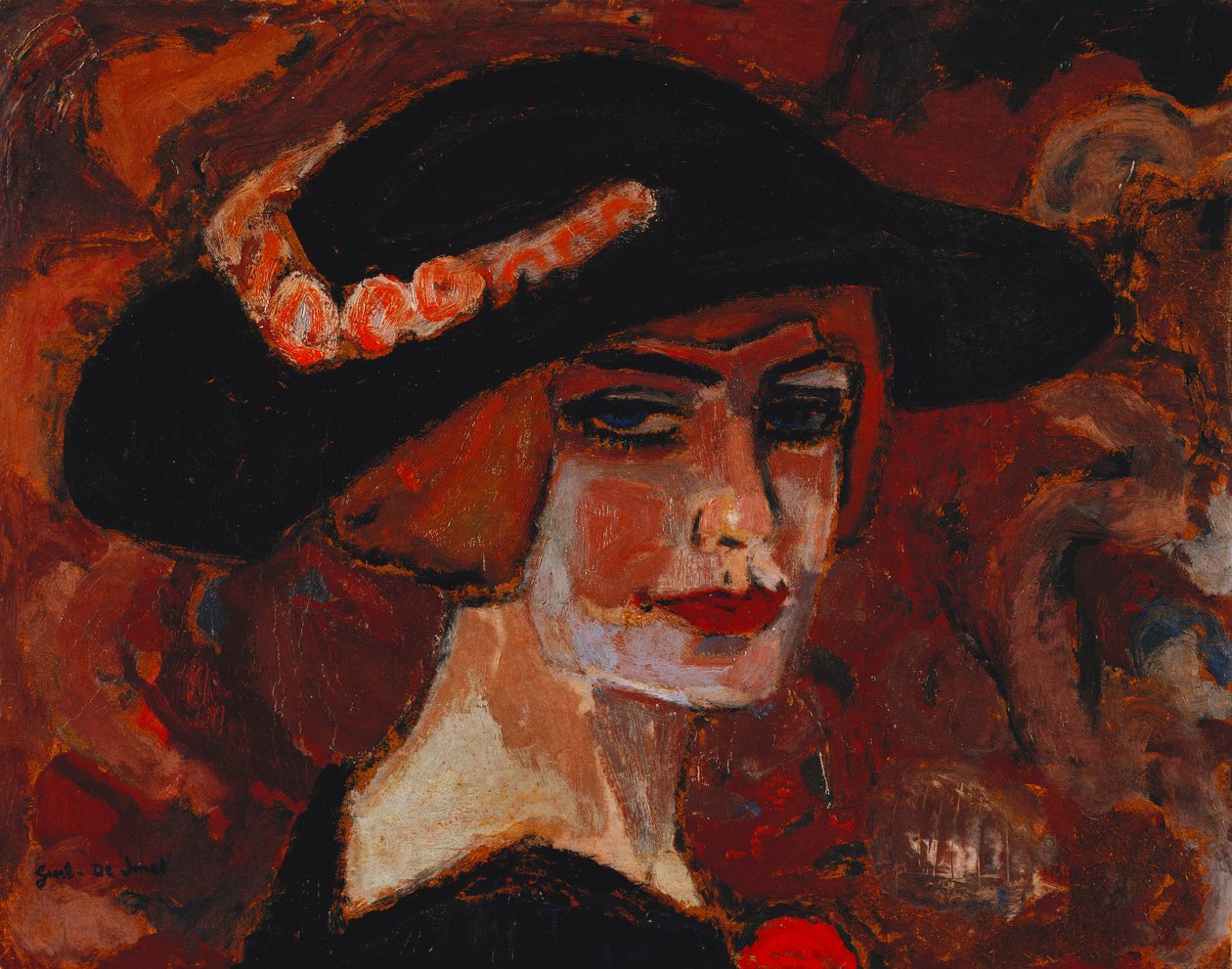 Mladá žena s kloboukem; Mladá dívka v klobouku od Gustave de Smet
