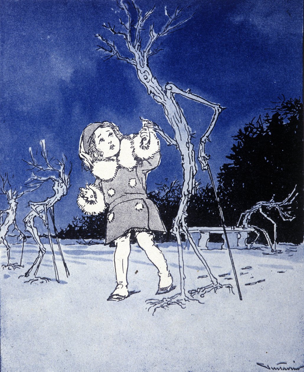 Ilustrace k „La storia di Peter Pan““, bajka Jamese Matthewa Barrieho (JM nebo J. M. Barrie od Gustavo Gustavino Rosso