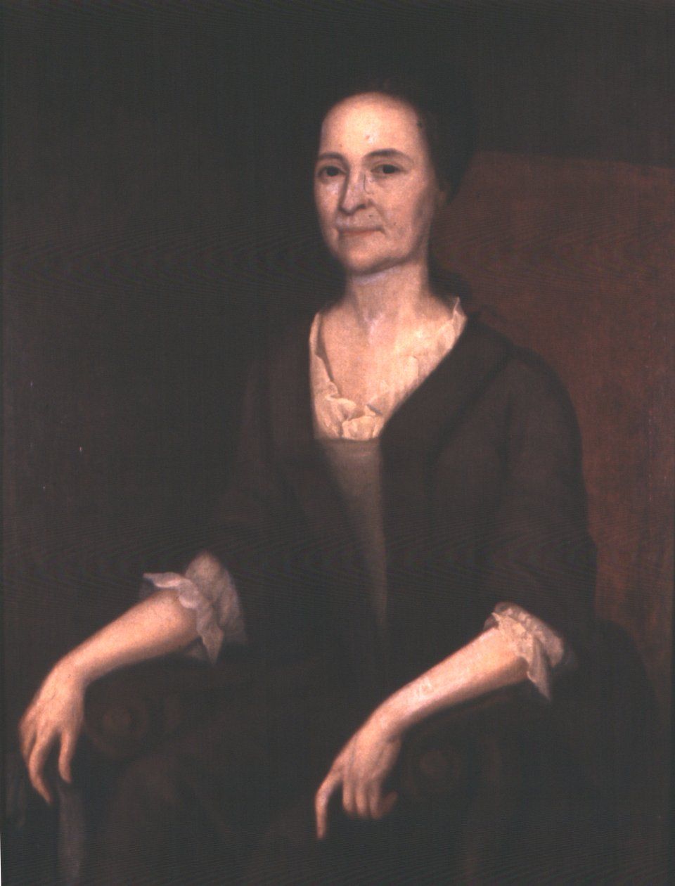 Paní Gustavus Hesselius (Lydia Getchel Hesselius), kolem 1740 (olej na plátně) od Gustavus Hesselius