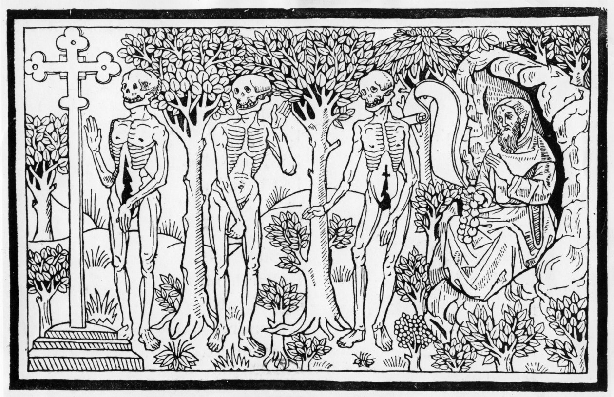Ilustrace z Danse Macabre, vydané v Paříži, 1485 od Guy Marchant
