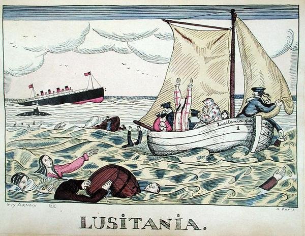 Potopení Lusitanie, 7. května 1915 (barevně lito) od Guy Arnoux