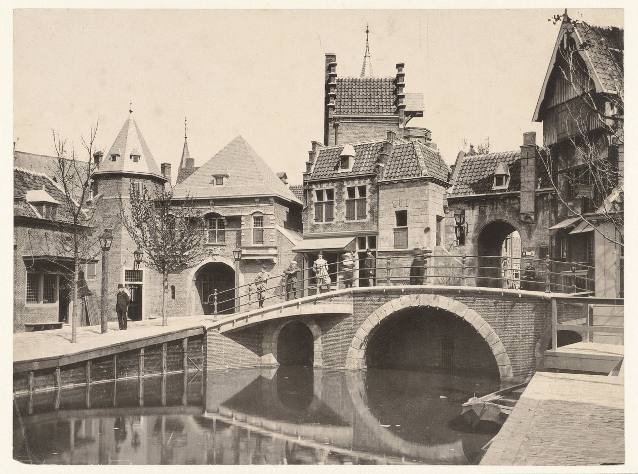 Pohled na kanál v Amsterdamu během světové výstavy v roce 1895 Světová výstava v Amsterdamu 1895 (název na předmětu) od Guy de Coral and Co.