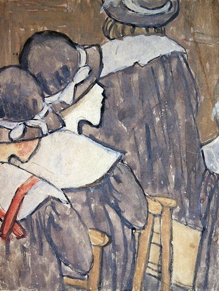 Děti v kostele (barva těla přes stopy tužky na papíře) (viz také 130312, 281886) od Gwen John