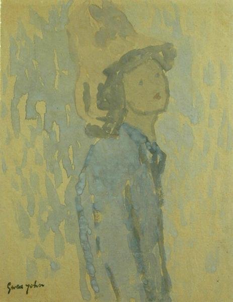 Dívka s kloboukem (kvaš na papíře) od Gwen John