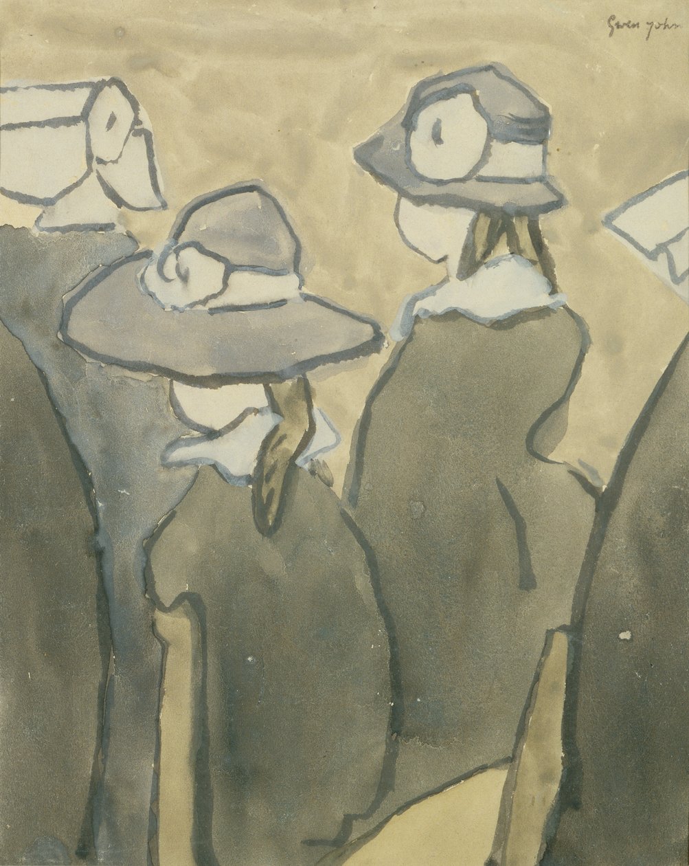 Holčičky v kostele (akvarel na papíře) od Gwen John