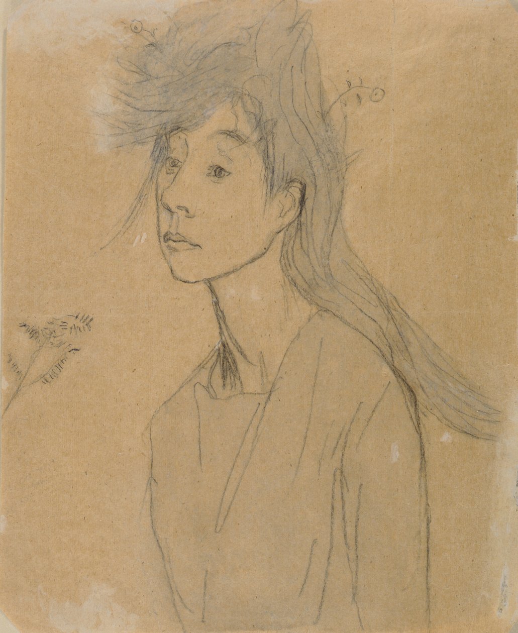 Ofélie: 1910 (křída a wash na papíře) od Gwen John