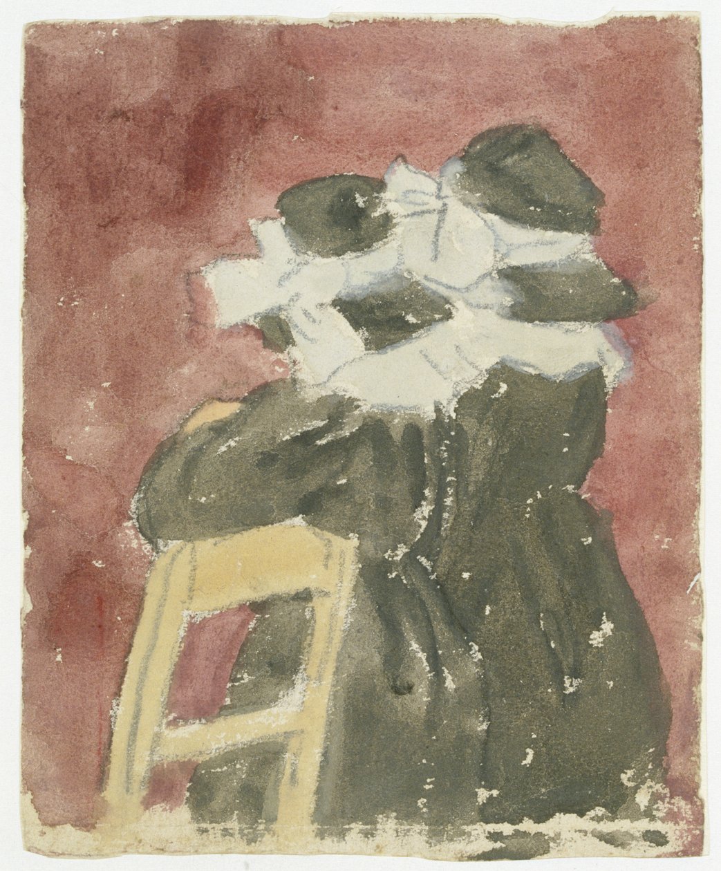 Dvě dívky stojící v kostele (tužka s akvarelem na papíře) od Gwen John