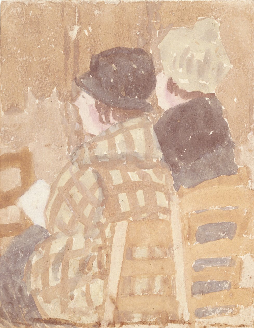 Dvě ženy sedící v kostele (akvarel na papíře) od Gwen John