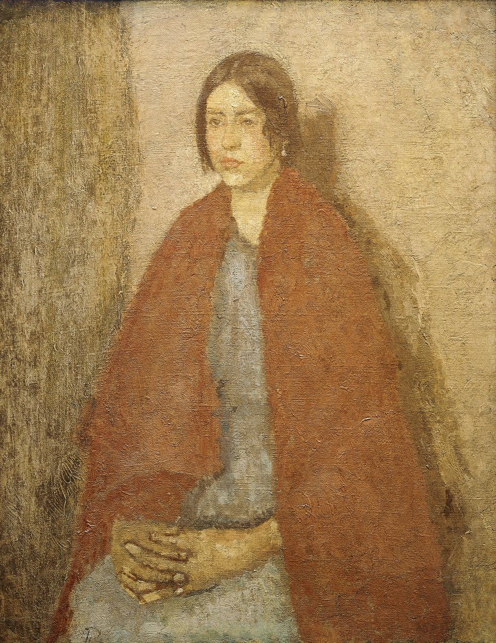 Mladá žena v červeném šátku, od Gwen John