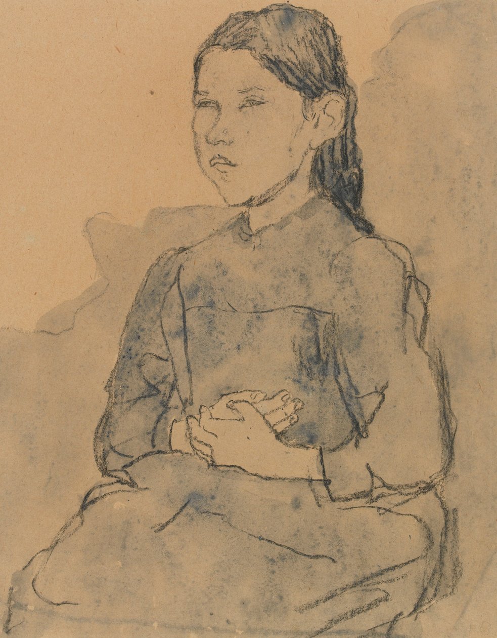 Mladá dívka: Marie Hamonet, kolem roku 1918 (uhlí a modrá barva na papíře) od Gwen John