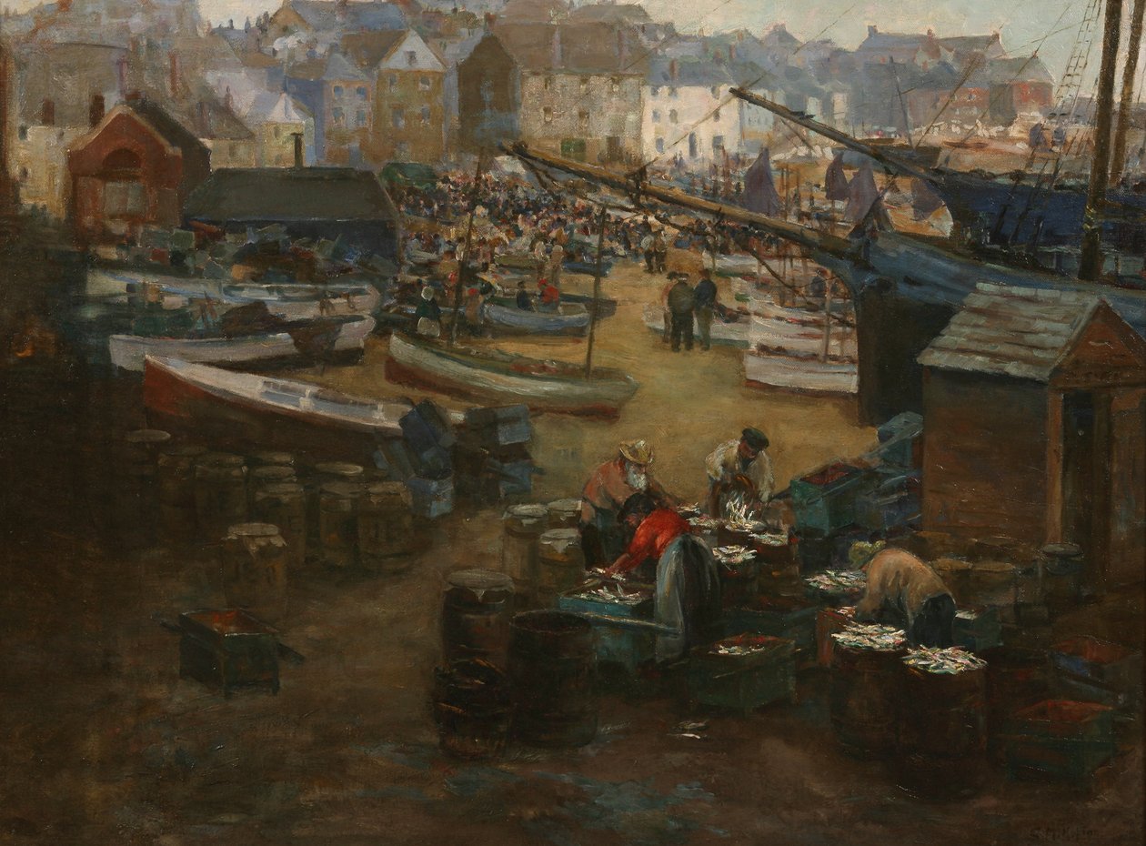 Balení ryb, St. Ives, kolem roku 1910 od Gwendoline Margaret Hopton