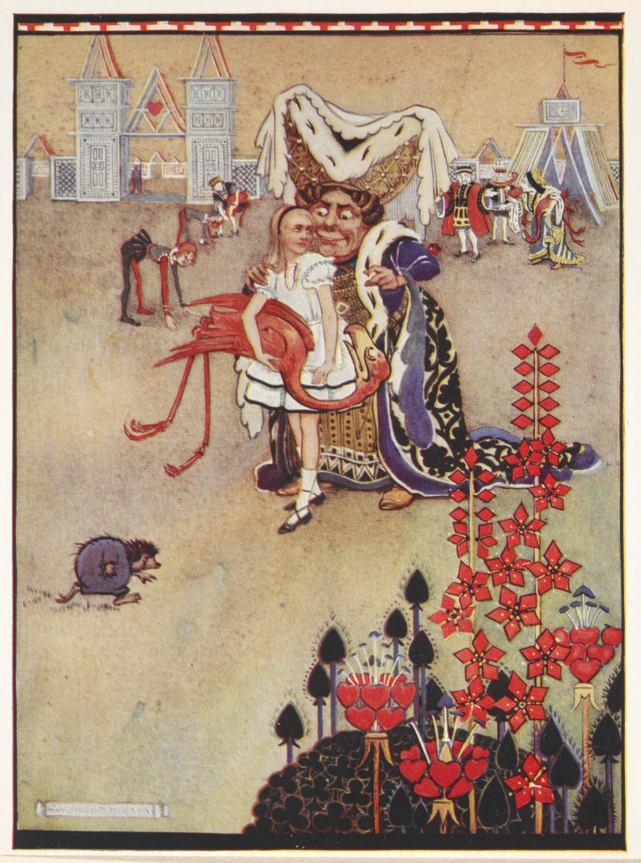 Alice a vévodkyně při hře kroketu od Gwynedd M. Hudson