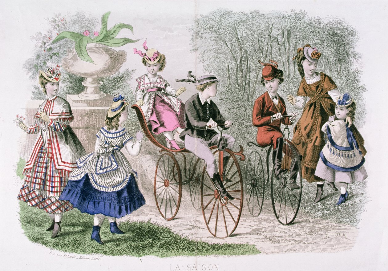 Děti v parku, z „La Saison, Journal Illustre des Dames“, květen 1869 od H. Colin
