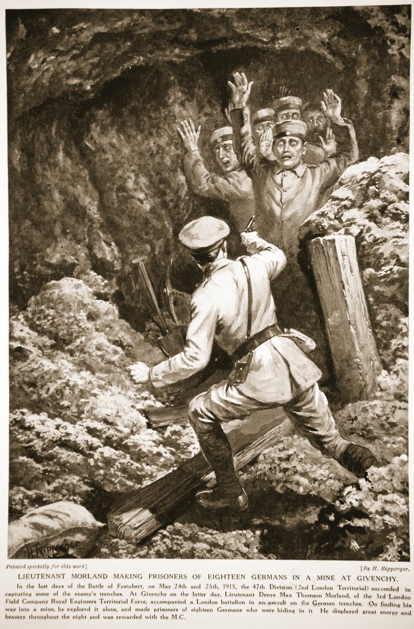 Poručík Morland zajal osmnáct Němců v dole v Givenchy od H. Ripperger