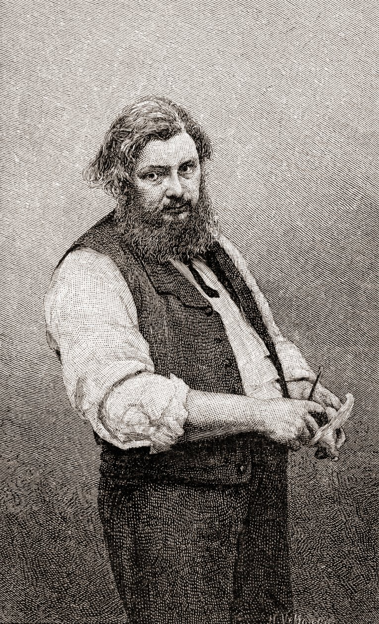 Jean Désiré Gustave Courbet, z The Century Illustrated Monthly Magazine, vydaný 1884 (dřevoryt) od H. Velten