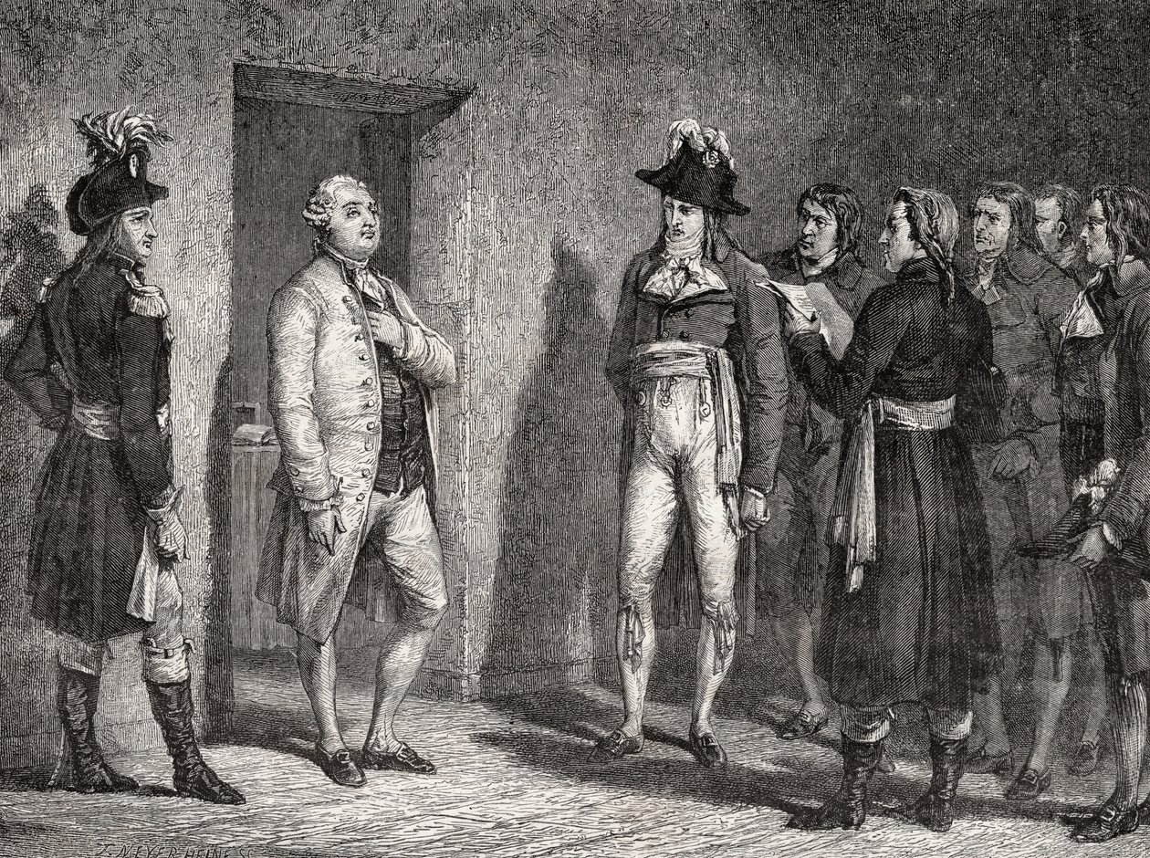 Joseph Garat (1749-1833) prohlašuje zatčení krále Ludvíka XVI. (1754-93) od H. de la Charlerie