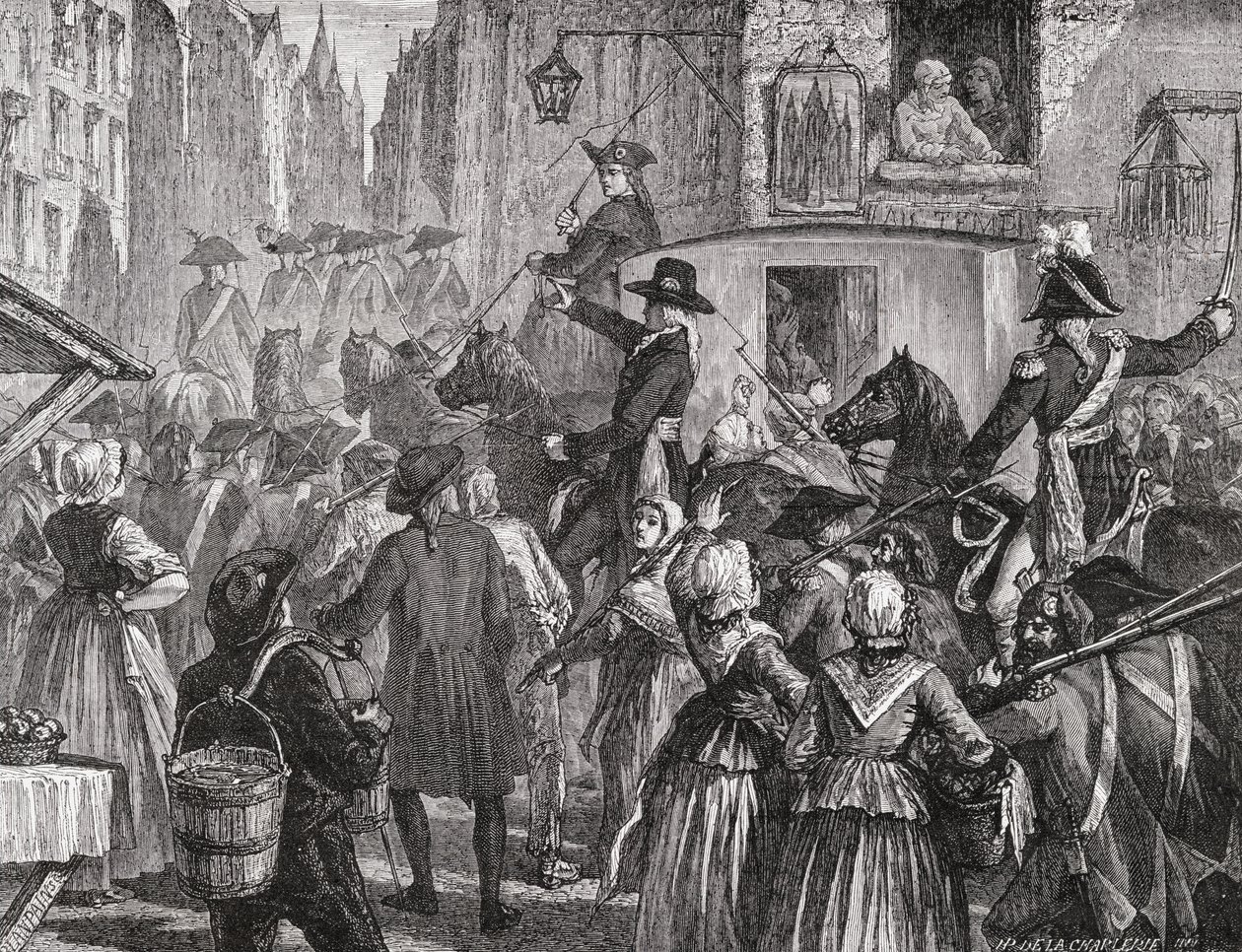 Královská rodina je vzata do chrámu, 13. srpna 1792 od H. de la Charlerie