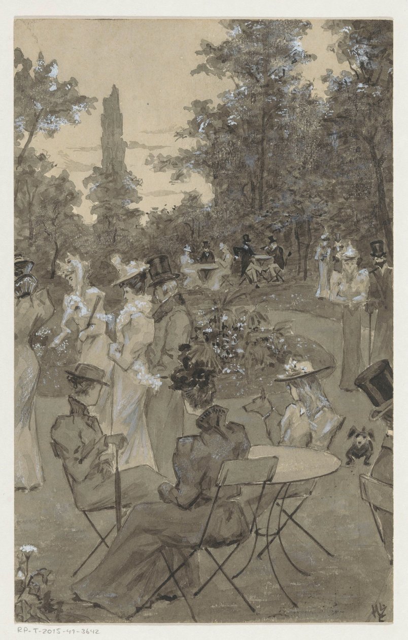 Rekreační lidé v parku od H.C. Louwerse (signed by artist)