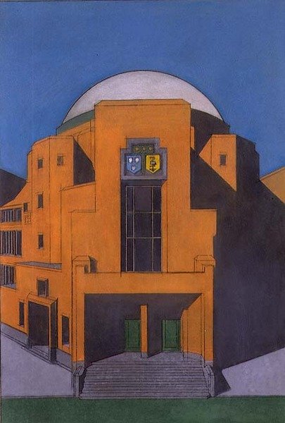 Plán vstupu do Gemeentemuseum, Haag (pastel) od H.P. Berlage