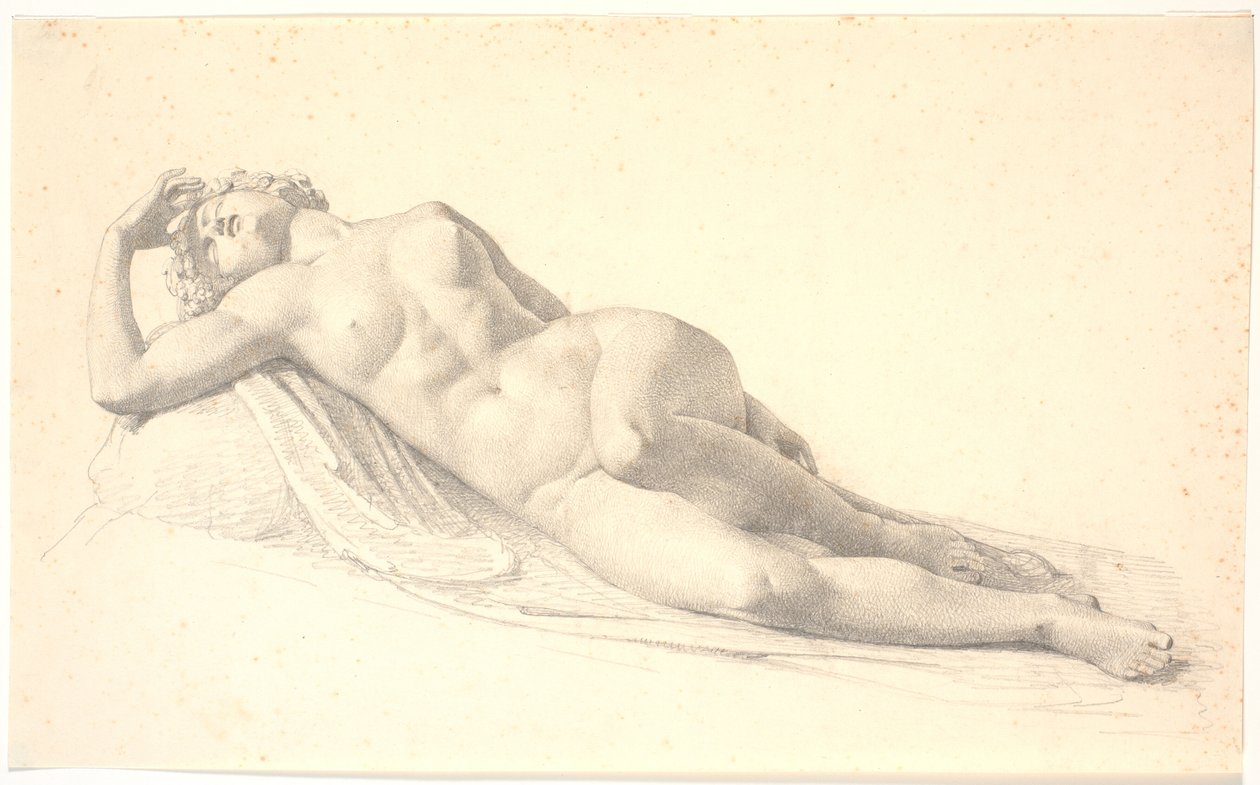 Spící Bacchante. Studie nebo kresba po Bissenově první soše v životní velikosti od H.W. Bissen