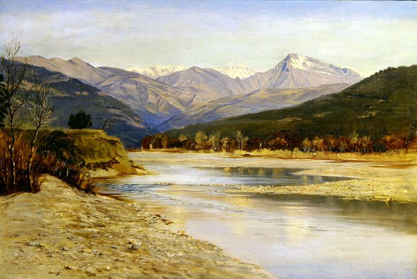 Krajina hornatého jezera v Bordighera od H. Baynes