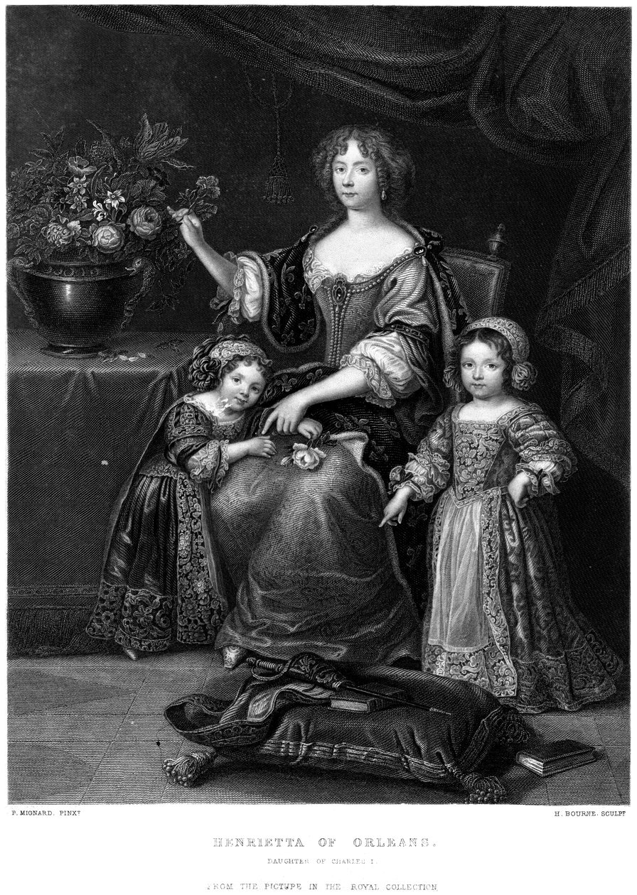 Henrietta Orleánská, dcera Karla I., 19. století. od H. Bourne