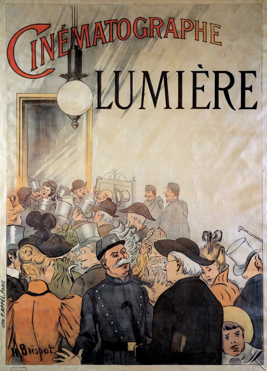 Plakát pro kameramana bratří Lumiere ve velké kavárně v prosinci 1895 (ilustrace) od H. Brispot