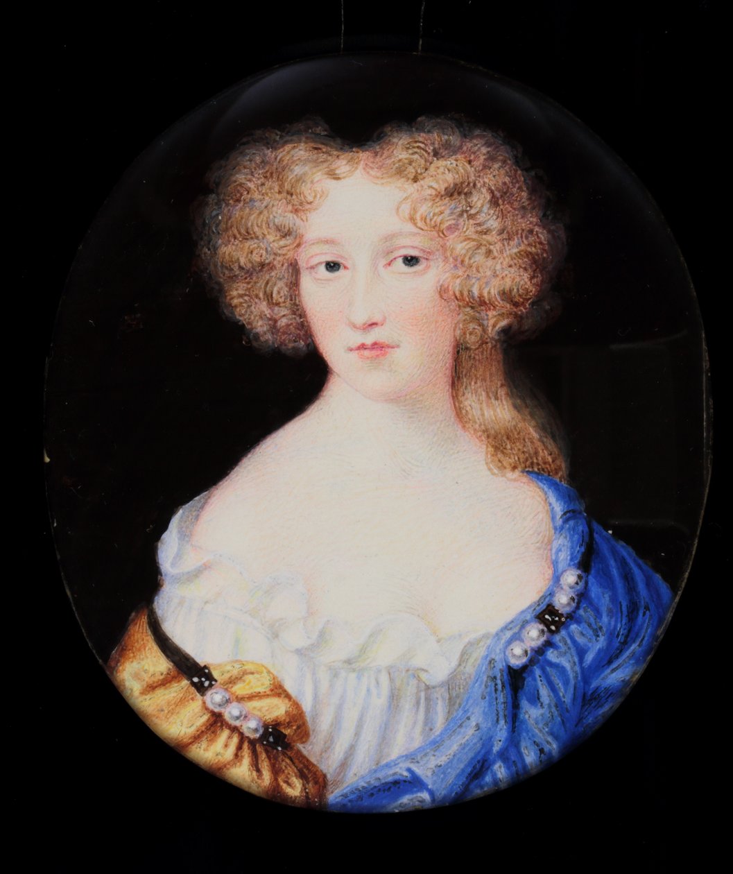 Lady Margaret Cavendish, poté vévodkyně z Newcastlu (akvarel na slonovině) od H. Byrne