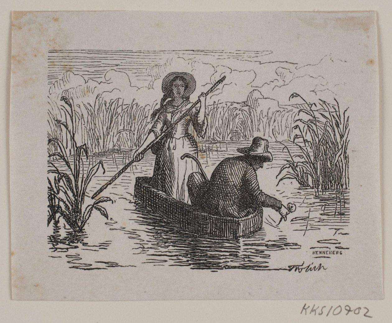 Ilustrace pro T. A. Becker, "Ringen på Hastrup" od H. C. Henneberg