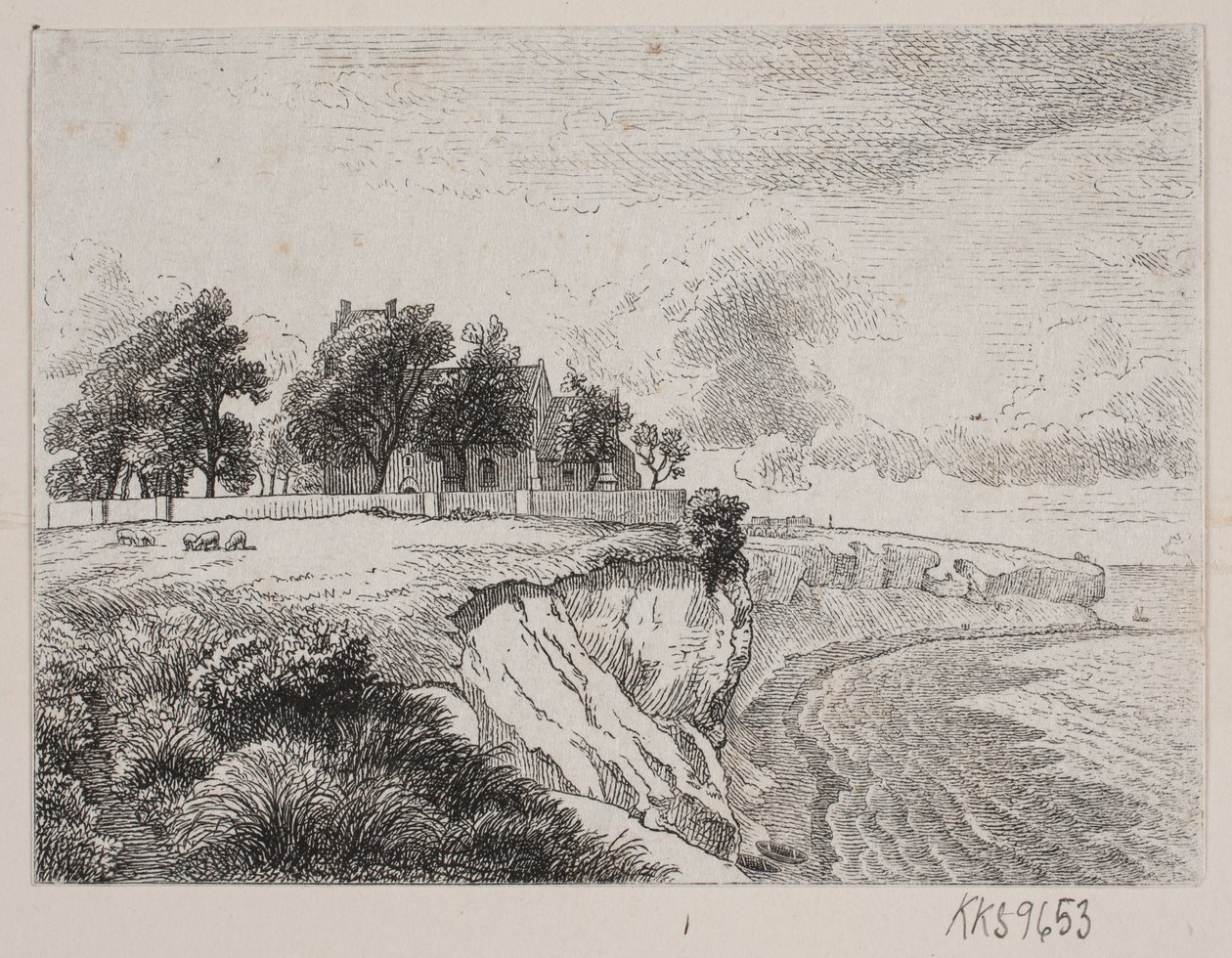 Stevns klint s kostelem Højerup od H. C. Henneberg