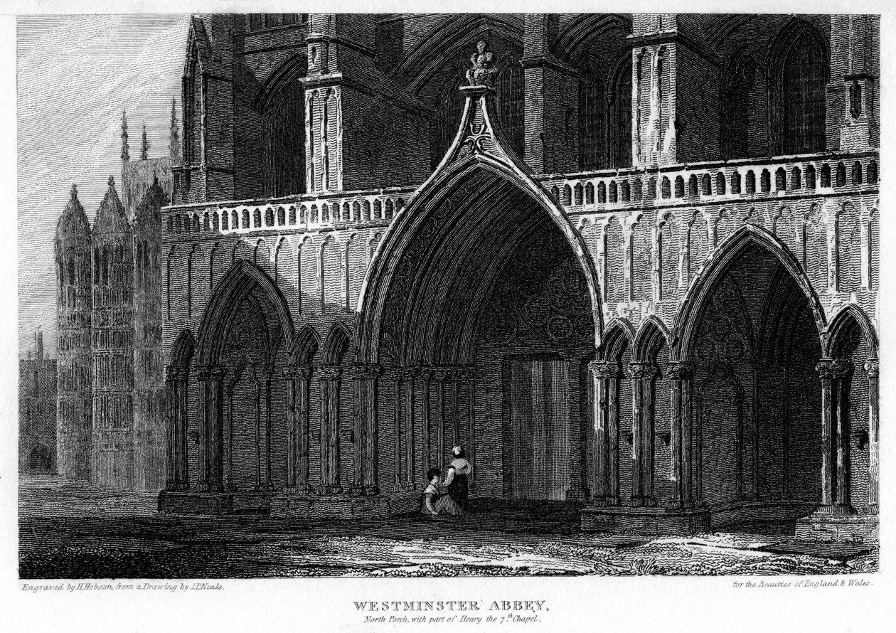 Severní veranda s částí kaple Jindřicha VII., Westminsterské opatství, Londýn, 1815. od H. Hobson