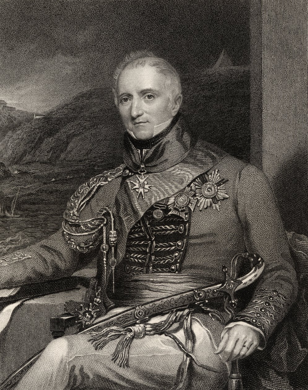Sir Rufane Shaw Donkin, vyrytý W. Hollem, z 