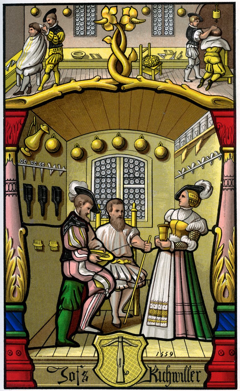 Holič a parukář, 16. století 1849. od H. Moulin