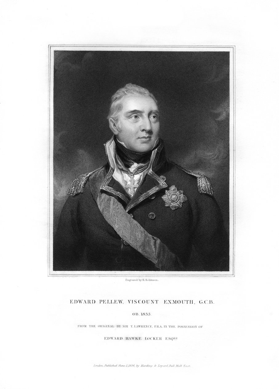 Edward Pellew, 1. vikomt Exmouth, britský námořní důstojník, 1834. od H. Robinson