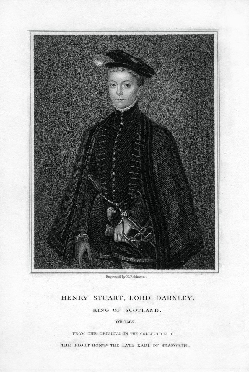Henry Stuart, lord Darnley, druhý manžel Marie, skotské královny, 19. století. od H. Robinson