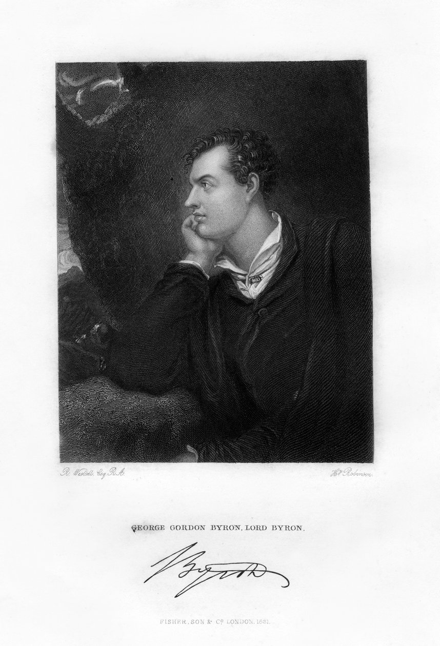 Lord Byron, anglo-skotský básník, c1813, 1831 od H. Robinson