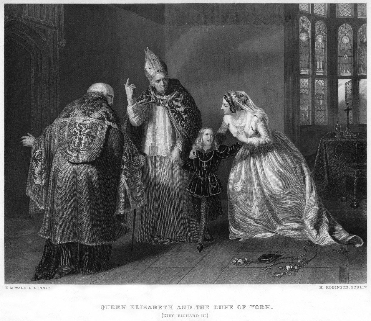 Královna Alžběta a vévoda z Yorku král Richard III., 19. století. od H. Robinson