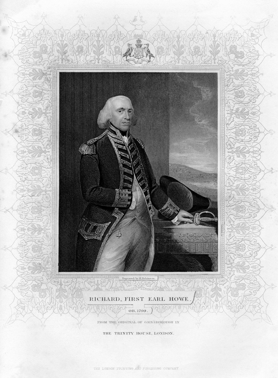Richard Howe 1726-1799, 1. Earl Howe, anglický admirál, 19. století. od H. Robinson