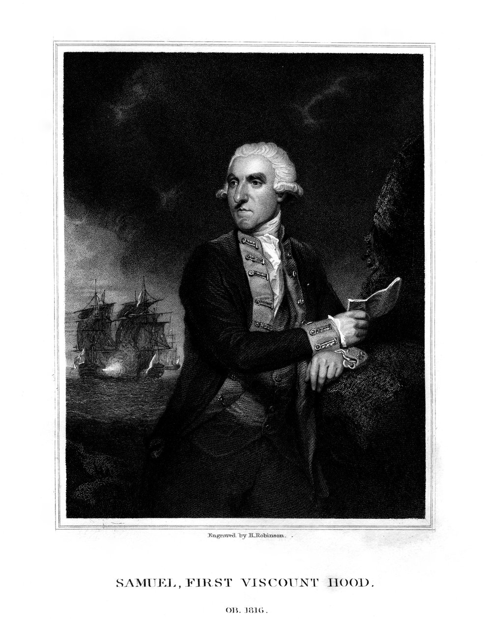 Samuel Hood, 1. vikomt Hood, britský admirál, 1831. od H. Robinson