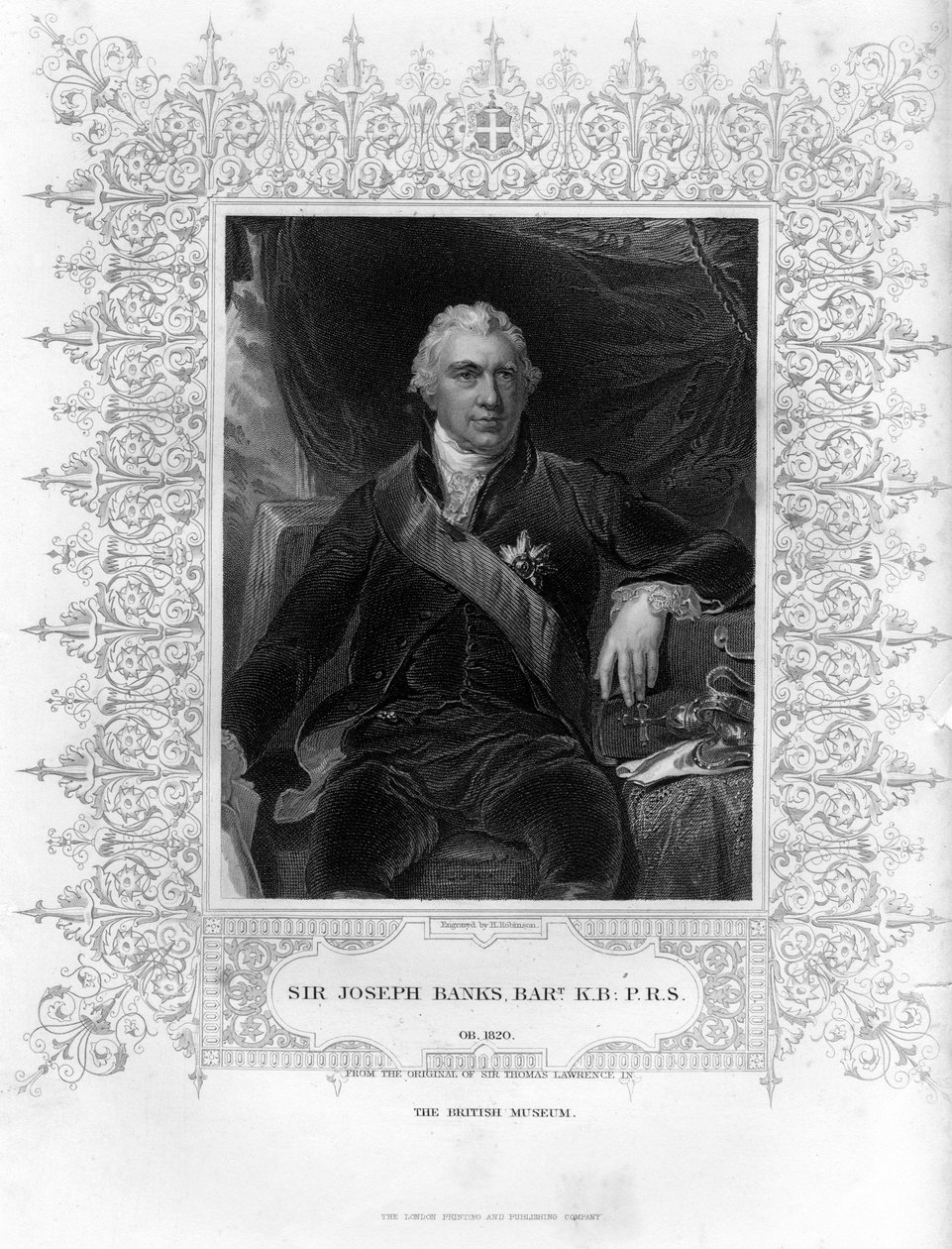 Sir Joseph Banks 1743-1820, anglický přírodovědec, botanik a mecenáš vědy, 19. století. od H. Robinson