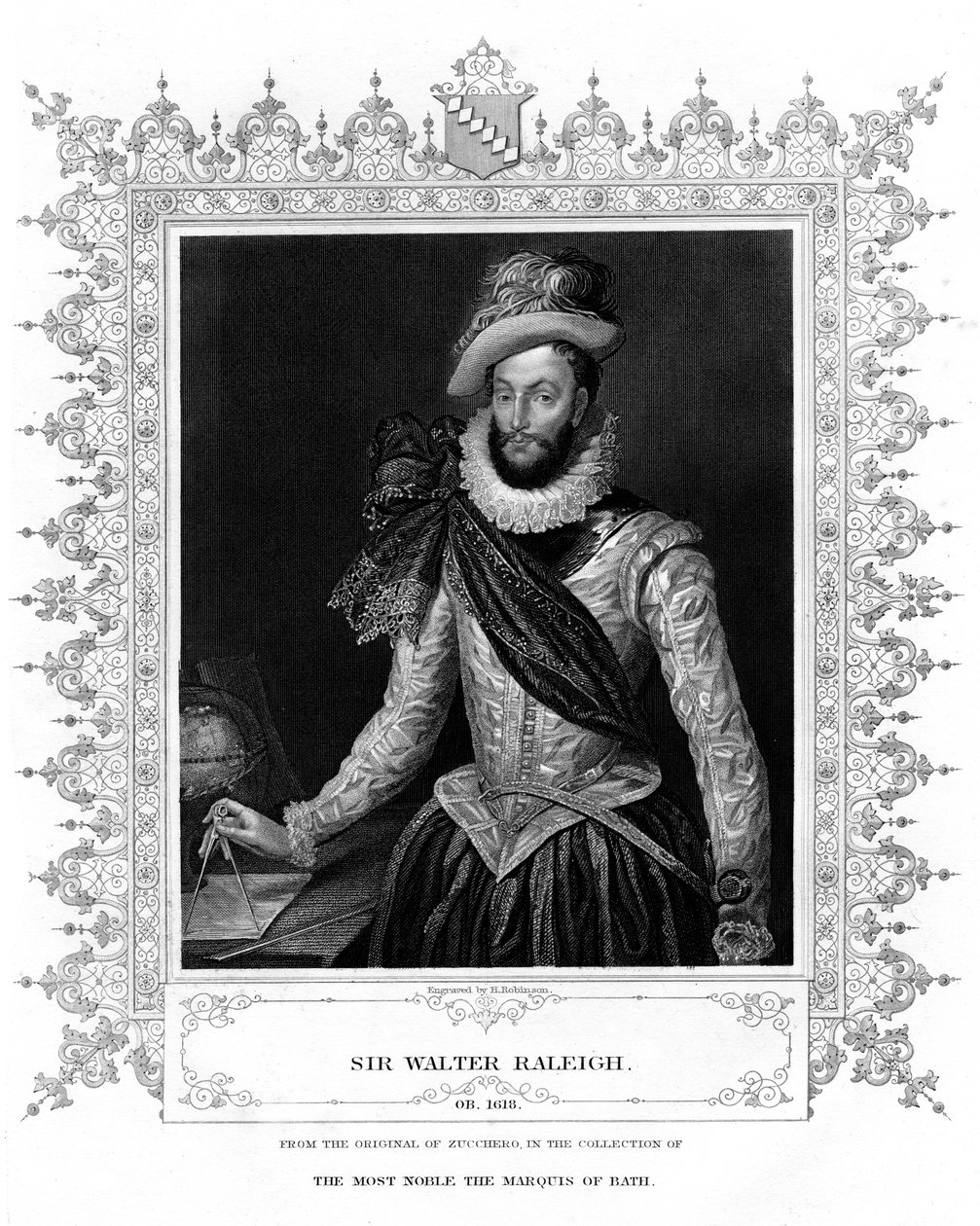 Sir Walter Raleigh, spisovatel, básník, dvořan a cestovatel, 19. století. od H. Robinson