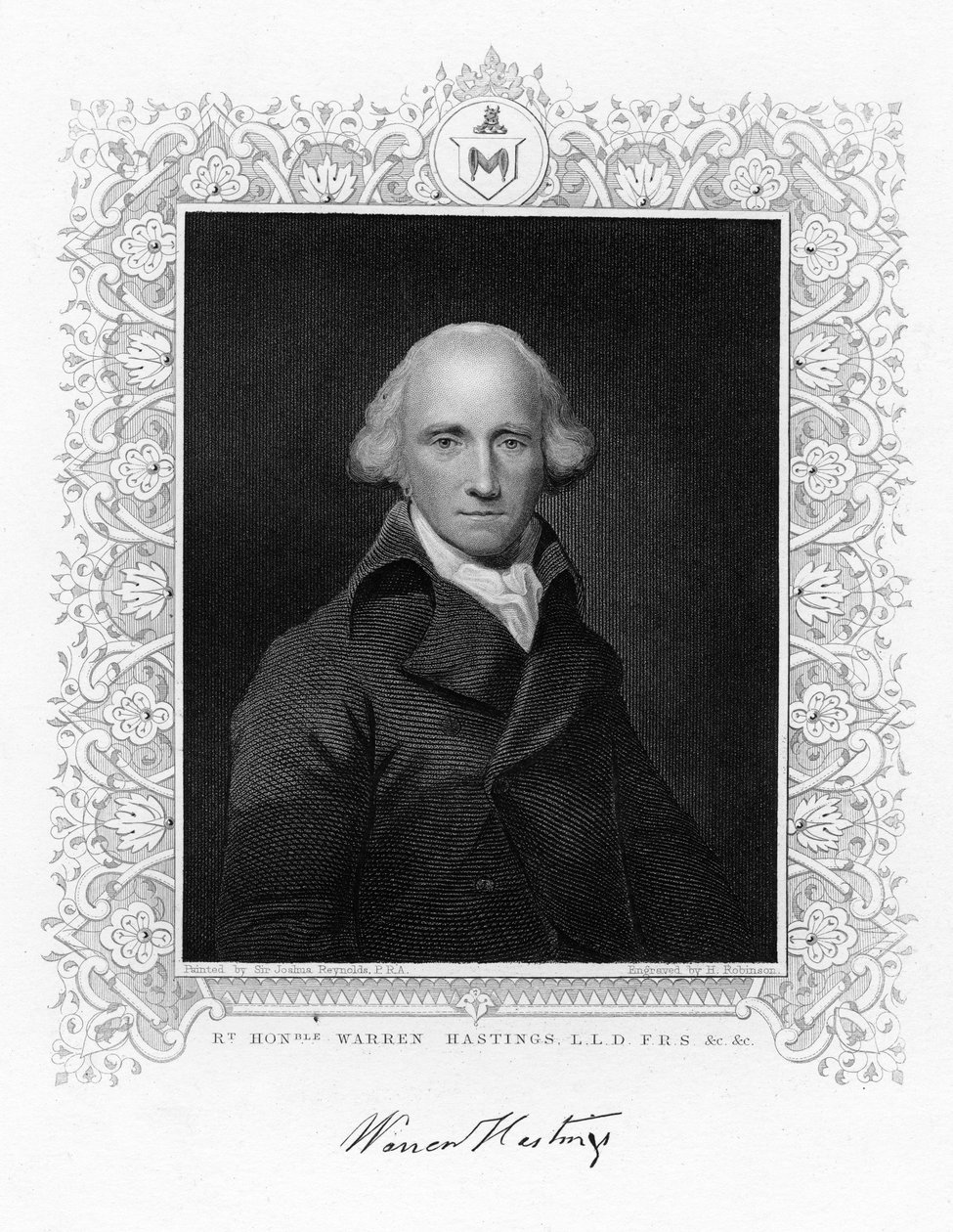 Warren Hastings, první generální guvernér Britské Indie, 19. století. od H. Robinson