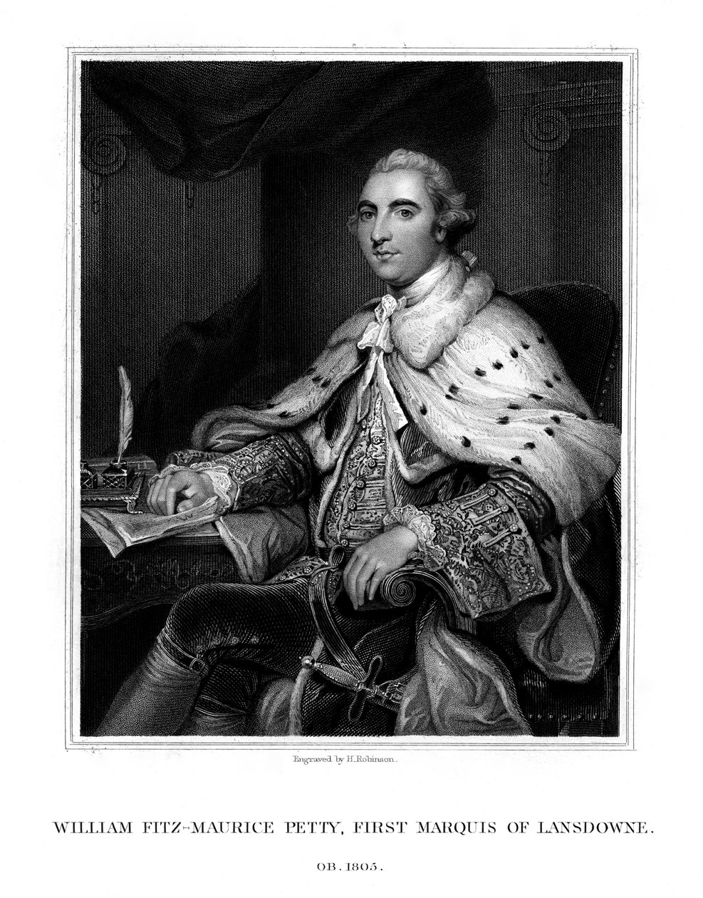 William Petty, 1. markýz z Lansdowne, britský whigský státník, 1832. od H. Robinson