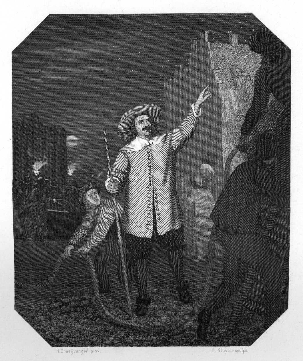 Jan van der Heyden , holandský barokní malíř, kreslíř, grafik a vynálezce, c1870 od H. Sluyter