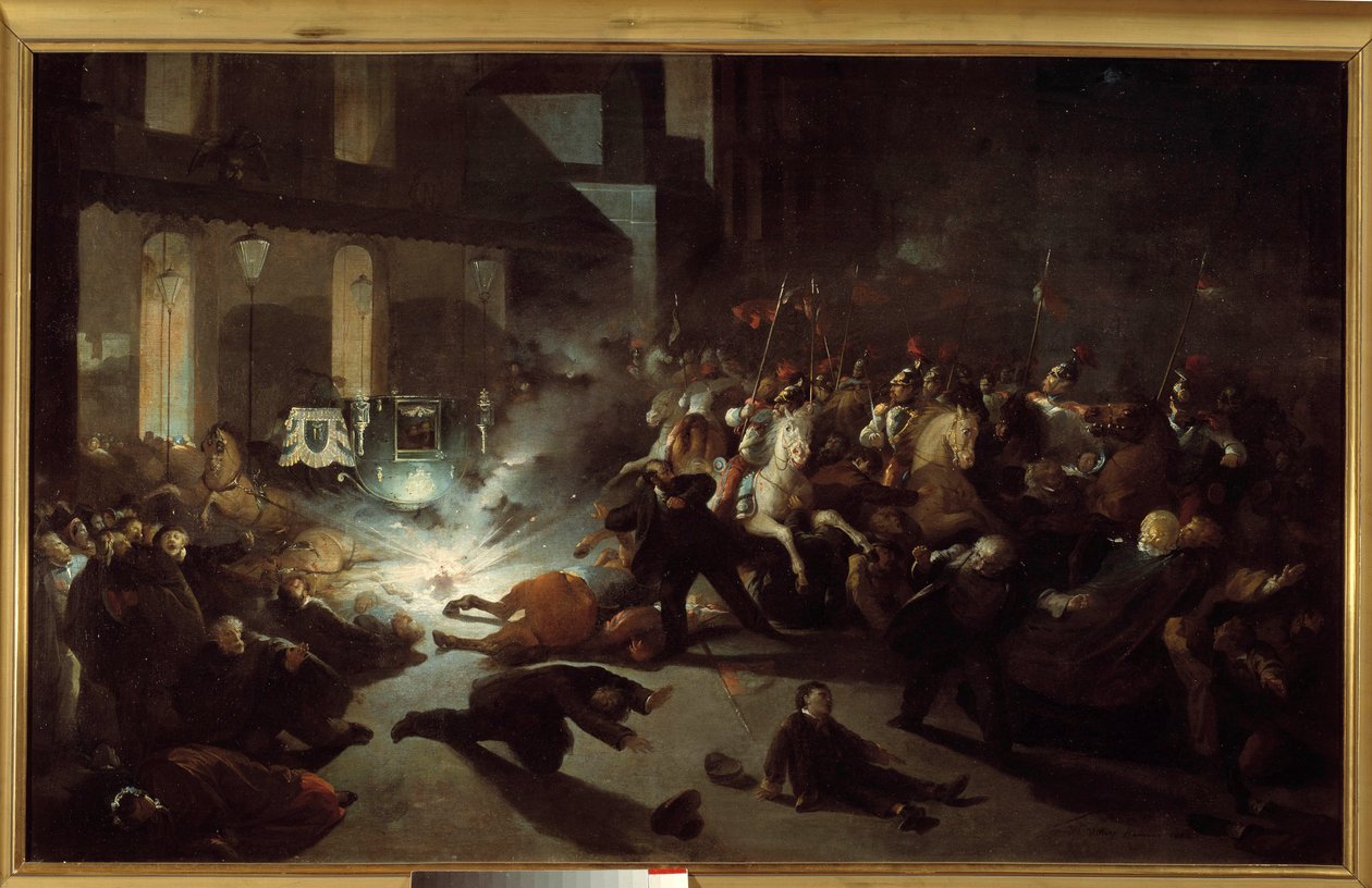Pokus o atentát na Napoleona III. Felice Orsini v Paříži 14. ledna od H. Vittori Romano
