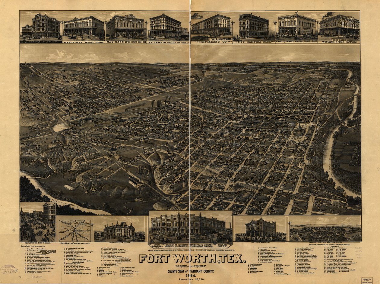 Perspektivní mapa není nakreslena v měřítku. Pohled z ptačí perspektivy. LC Panoramic maps (2nd ed.), 910 Dostupné také prostřednictvím webové stránky Library of Congress jako rastrový obrázek. Zahrnuje iluz., rejstřík bodů zájmu a mapu železničních zaříze od H. Wellge